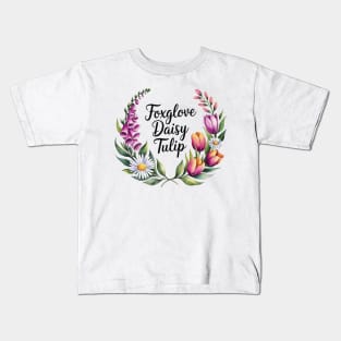foxglove-daisy-tulip Kids T-Shirt